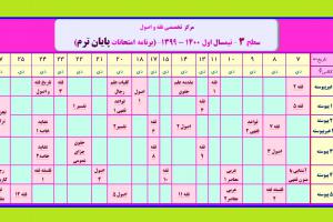 عکسبرنامه امتحانات پایان ترم اول سال تحصیلی 00 - 99 ( مرکز تخصصی فقه و اصول ) آزمون پایان ترم