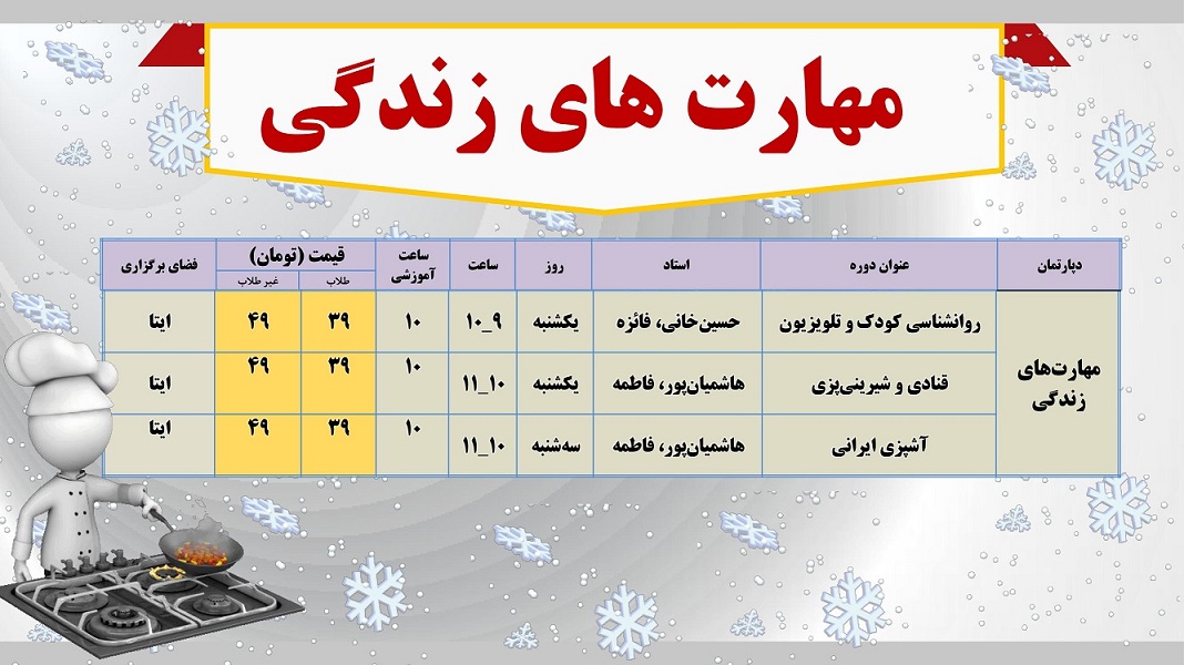 دوره های آموزش های مهارتی فرهنگی - مهارت های زندگی