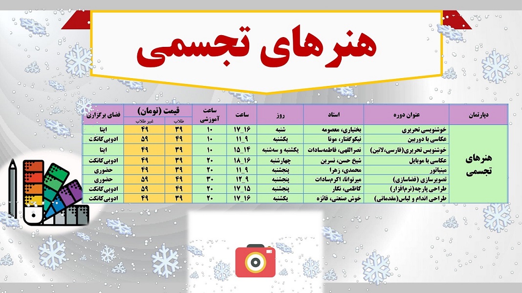 دوره های آموزش های مهارتی فرهنگی -هنرهای تجسمی