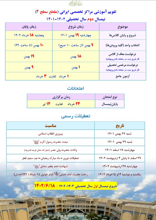 عکس تقویم سطح 4 - کامل