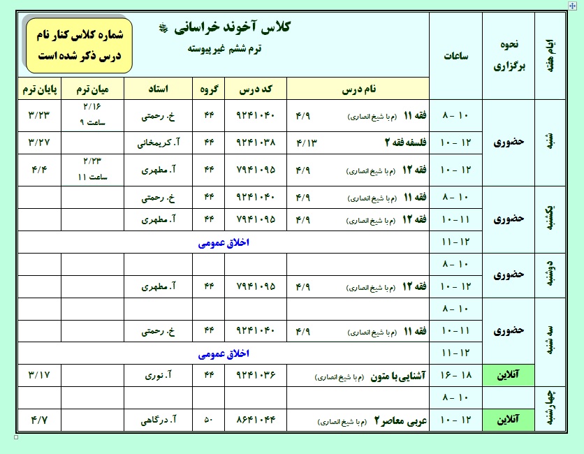 عکس کلاس آخوندخراسانی